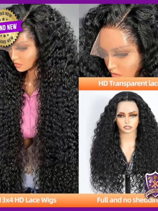 32 Inch Deep Wave Lace Front Wig Human Hair Pre Plucked Glueless main image 3